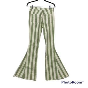 Stripe Mega Flair Jeans Altard State Sz Medium Green White Stripe NWT Punchy